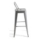 Taburete Meyer Respaldo 100 cm Gris metalizado de acero reforzado