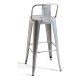 Taburete Meyer Respaldo 100 cm Gris metalizado de acero reforzado