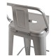 Taburete Meyer Respaldo 100 cm Gris metalizado de acero reforzado