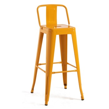 Taburete Meyer Respaldo 100 cm Naranja Azafrán de acero reforzado