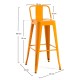Taburete Meyer Respaldo 100 cm Naranja Azafrán de acero reforzado