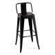 Taburete Meyer Respaldo 100 cm Negro mate de acero reforzado