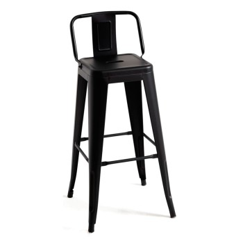 Taburete Meyer Respaldo 100 cm Negro mate de acero reforzado