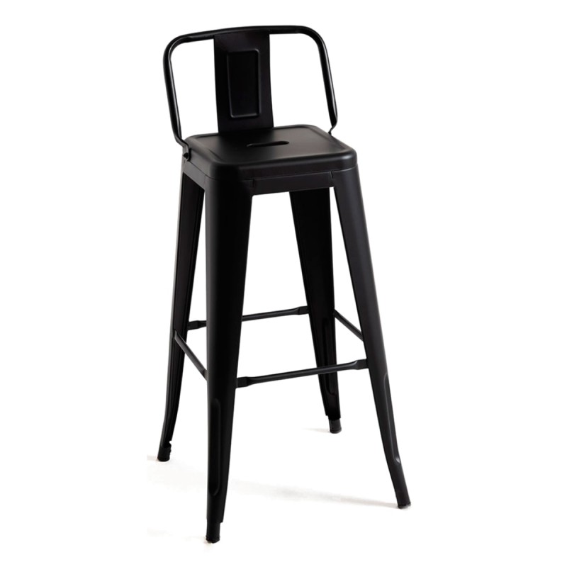 Taburete Meyer Respaldo 100 cm Negro mate de acero reforzado