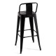 Taburete Meyer Respaldo 100 cm Negro mate de acero reforzado