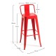 Taburete Meyer Respaldo 100 cm Rojo de acero reforzado