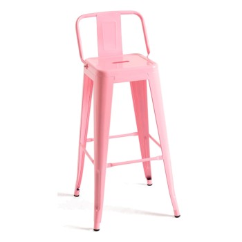 Taburete Meyer Respaldo 100 cm Rosa de acero reforzado
