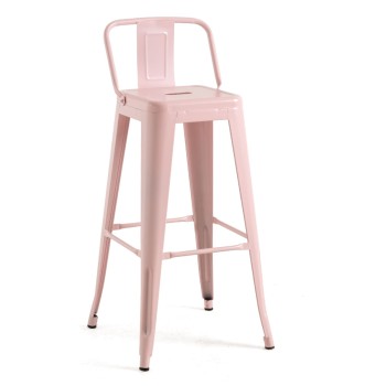 Taburete Meyer Respaldo 100 cm Rosa Algodón de Azúcar de acero reforzado