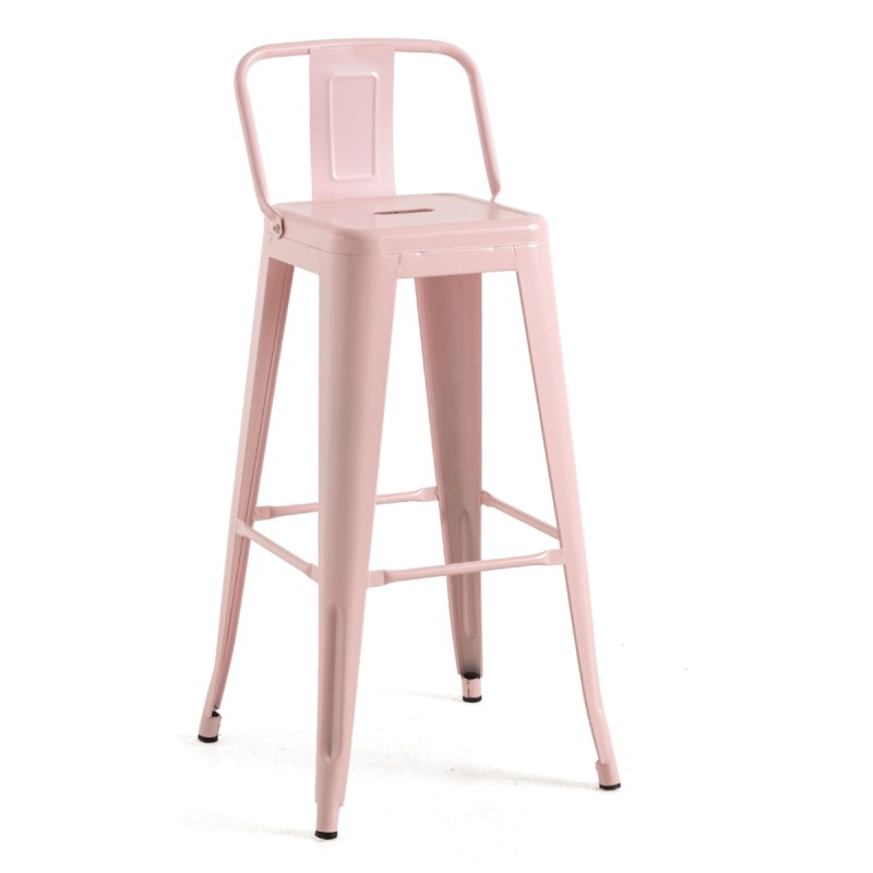 Taburete Meyer Respaldo 100 cm Rosa Algodón de Azúcar de acero reforzado