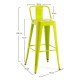 Taburete Meyer Respaldo 100 cm Verde Flora de acero reforzado