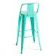 Taburete Meyer Respaldo 100 cm Verde menta de acero reforzado
