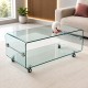 Mesa MELBOURNE, cristal curvado, ruedas, 120x60 cms