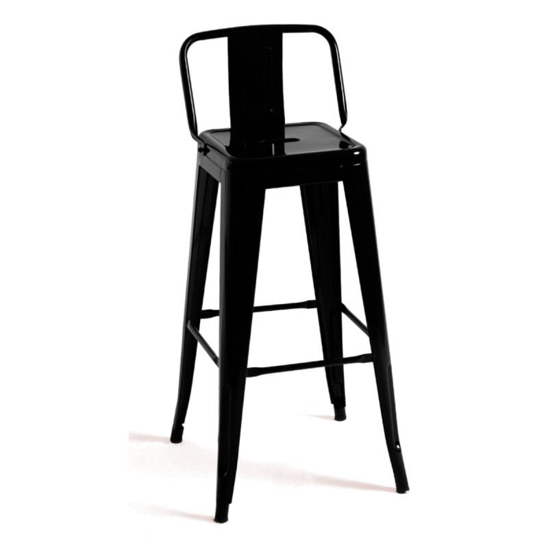 Taburete Meyer Respaldo 100 cm Negro de acero reforzado