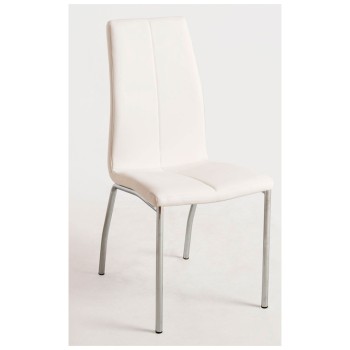 Silla Miret Polipiel Blanco de acolchado. tapizado en piel sintética
