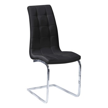 Silla Cumby Negro de polipiel y acero cromado