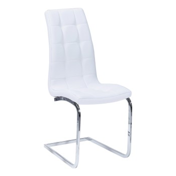 Silla Cumby Blanca de polipiel y acero cromado