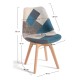 Silla Mona Patchwork Azul de tela (poliéster transpirable) - madera
