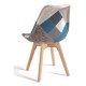 Silla Mona Patchwork Azul de tela (poliéster transpirable) - madera