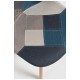 Silla Mona Patchwork Azul de tela (poliéster transpirable) - madera
