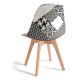 Silla Mona Patchwork Patchwork blanco y negro de tela (poliéster transpirable) - madera