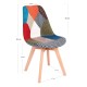 Silla Mona Patchwork Patchwork Clear de tela (poliéster transpirable) - madera