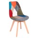 Silla Mona Patchwork Patchwork Clear de tela (poliéster transpirable) - madera