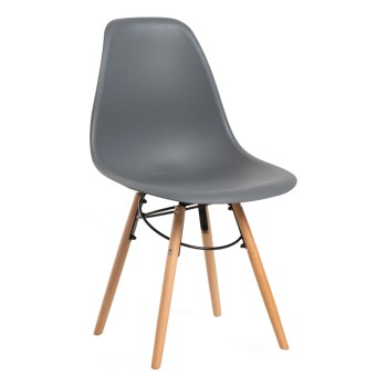 Silla Dinle Gris oscuro de polipropileno y patas de madera