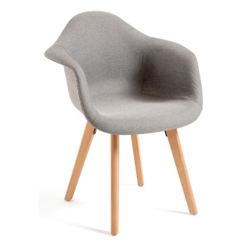 Silla Luba Tela Gris claro, estructura de madera
