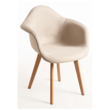 Silla Luba Tela Beige, estructura de madera