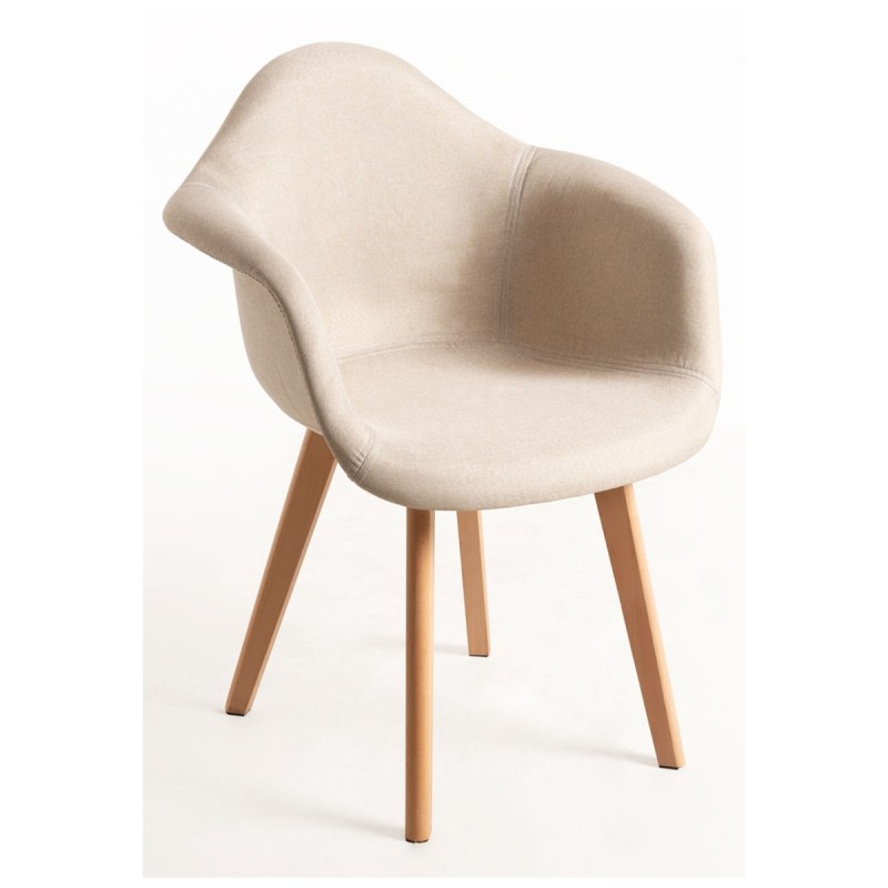 Silla Luba Tela Beige de polipropileno alcolchado con espuma de alta densidad y tapizado en tela