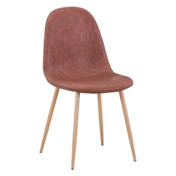 Silla EPOQUE NEW, patas metálicas, similpiel vintage cuero 3-2