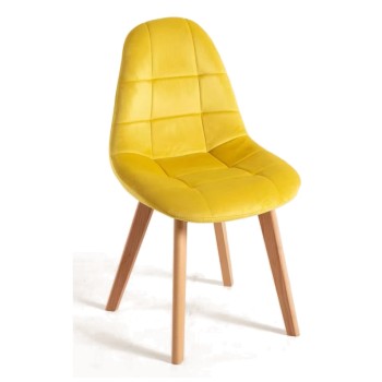 Silla Nordi Terciopelo Amarillo y madera
