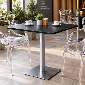 Mesa Luxia 60 cm Negro de acero reforzado con terminación cromada