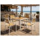 Mesa GARIBALDI, metal blanco, tablero polywood amarillo, 80 x 80 cms.