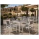 Mesa GARIBALDI, metal blanco, tablero polywood gris, 80 x 80 cms.