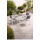 Mesa GARIBALDI, metal blanco, tablero polywood gris, 80 x 80 cms.