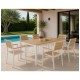 Mesa GARIBALDI, metal blanco, tablero polywood amarillo, 160 x 90 cms.