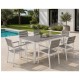 Mesa GARIBALDI, metal blanco, tablero polywood gris, 160 x 90 cms.